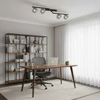 Plafondlamp gepoedercoat staal Naton modern, zwart met grafiet glazen kappen, 4 lichtpunten, 100 x 32 x 20 cm