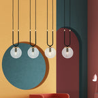 Hanglamp 4 lichtpunten gepoedercoat staal en glas, retro Glam, zwart met transparante kappen, 92 x 115 cm
