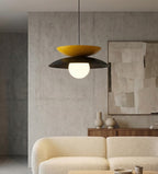 Hanglamp gepoedercoat staal en glas Nagoya Scandinavisch, zwart met oranje, Ø 41 cm, eettafel en slaapkamer