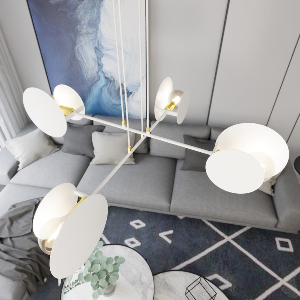 Hanglamp staal modern Idea wit met gouden accenten, 4 lichts E27 – 96 x 100 cm
