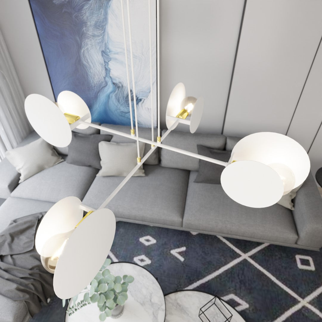 Hanglamp staal modern Idea wit met gouden accenten, 4 lichts E27 – 96 x 100 cm