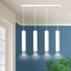 Hanglamp gepoedercoat staal modern Kibo wit met chroom, 4 lichtpunten, 60 cm breed