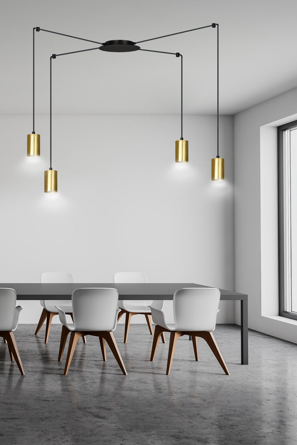 Hanglamp spider gepoedercoat staal modern zwart en goud, 4 lichts met GU10-fittingen