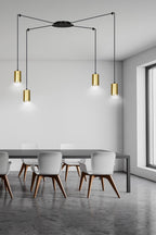 Hanglamp spider gepoedercoat staal modern zwart en goud, 4 lichts met GU10-fittingen