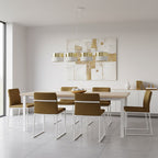 Hanglamp gepoedercoat staal Lux modern wit en goud, 4 fittingen E27, breedte 96 cm, voor eettafel of kookeiland