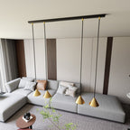 Hanglamp gepoedercoat staal minimalistisch Elit zwart en goud, 4 lichts, 90 x 100 cm, voor woonkamer en eetkamer
