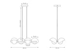 Hanglamp gepoedercoat staal Scandinavisch Boom 4 zwart, 4 lichtpunten G9, 60 x 32 cm, boven eettafel
