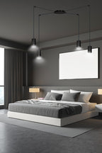 Hanglamp staal modern Traker zwart, 4 lichts, verstelbare hoogte, met 4 fittingen