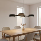 Hanglamp gepoedercoat staal Japandi zwart, 4 geweven kappen Ø 20 cm, 4 x E14 – eettafel en keukeneiland