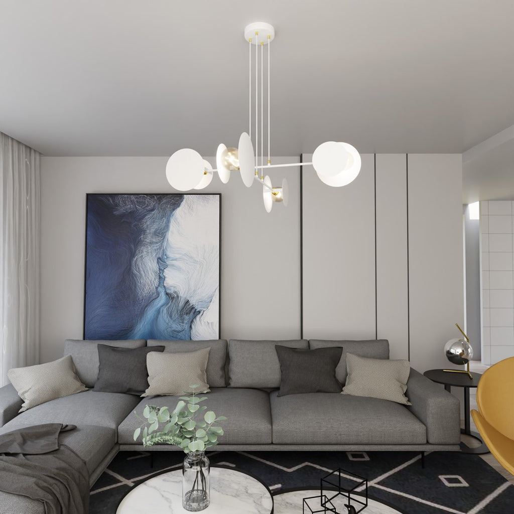 Hanglamp staal modern Idea wit met gouden accenten, 4 lichts E27 – 96 x 100 cm