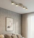 Plafondlamp gepoedercoat staal Fragment, modern, beige, 87 x 29 cm, met 4 fittingen voor woonkamer of slaapkamer