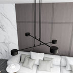 Hanglamp gepoedercoat staal Scandinavisch zwart, 4 lichtpunten, breedte 70 cm, voor eettafel of woonkamer