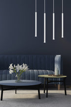 Hanglamp gepoedercoat staal minimalistisch Selter 4 wit, 4 lichtpunten G9, 60 x 120 cm, woonkamer en eetkamer