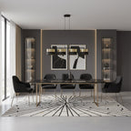 Hanglamp staal modern Lux zwart met goud, 4 lichtpunten, kap Ø 20 cm, breedte 96 cm, boven eettafel of keukeneiland