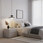 Hanglamp Mulan gepoedercoat staal en glas, Scandinavisch, beige met zwart, Ø 30 cm, boven eettafel of kookeiland