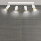 Plafondlamp spots gepoedercoat staal Hiro, wit en goud, 4 lichtpunten, 60 cm breed