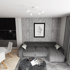 Plafondlamp staal Scandinavisch Halo 4 wit, 4 spots voor led, 60 x 20 cm, voor woonkamer