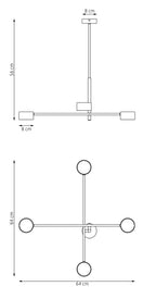 Plafondlamp staal modern Natsu zwart 64 x 64 x 56 cm, 4 GX53-fittingen, gekruiste armen