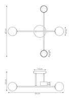 Plafondlamp staal zwart modern Holon 4 lichts, witte kappen – 64 x 64 x 23 cm, woonkamer, eetkamer en hal