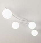 Plafondlamp gepoedercoat staal Opus, modern, wit opaalglas, 4 lichtpunten E14 – 60 x 60 cm