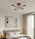 Plafondlamp gepoedercoat staal Halo modern bordeaux 4 lichts, 60 x 60 cm voor woonkamer en slaapkamer