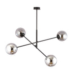 Hanglamp gepoedercoat staal en glas Linear 4 lichts, zwart/grafiet – 102 x 51 cm, boven eettafel of kookeiland
