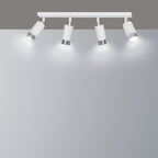 Plafondlamp staal Hiro, modern, wit met zilver, 60 cm, 4 verstelbare spots, voor keuken, hal of slaapkamer