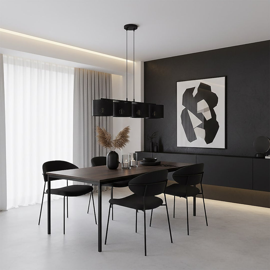 Hanglamp gepoedercoat staal modern Lux zwart 96 x 20 cm, 4 fittingen, voor eettafel of keuken