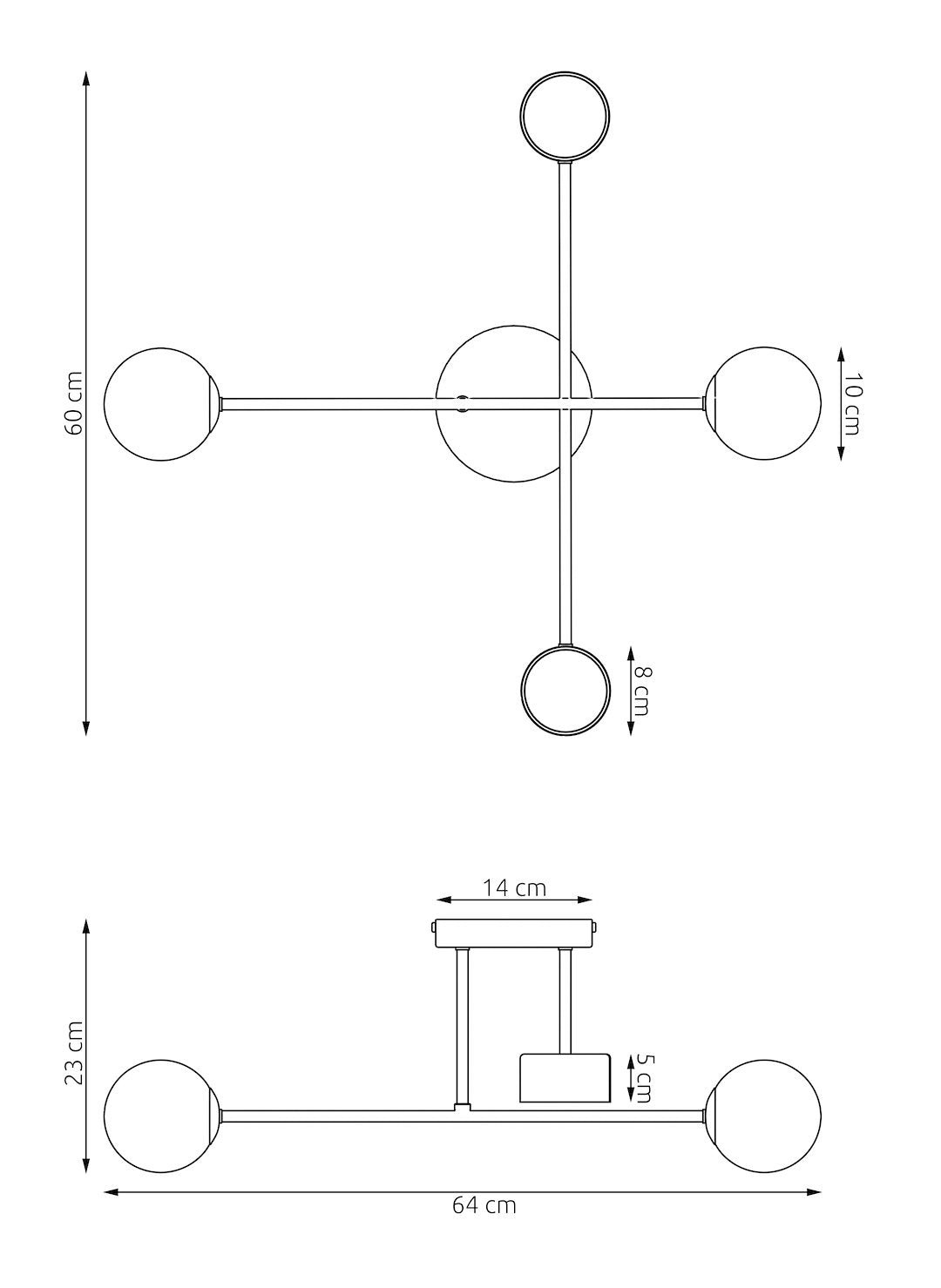 Plafondlamp gepoedercoat staal modern Holon wit, 4 fittingen – 64 x 64 x 23 cm voor woonkamer of hal