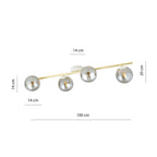 Plafondlamp staal en glas Splendi, goud met wit en grafiet, 4 fittingen E14 – 100 cm breed