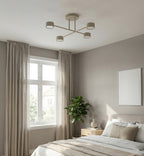 Plafondlamp gepoedercoat staal Halo modern beige 60 x 60 cm, 4 lichtpunten voor woonkamer, slaapkamer of eetruimte