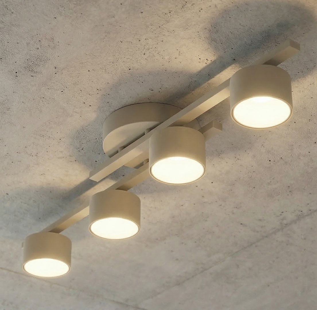 Plafondlamp gepoedercoat staal Fragment, modern, beige, 87 x 29 cm, met 4 fittingen voor woonkamer of slaapkamer
