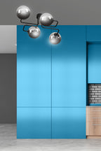Plafondlamp gepoedercoat staal en glas Brendi, zwart met grafiet glazen kappen, 4 lichts, 55 x 32 cm
