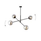 Hanglamp gepoedercoat staal en glas Linear 4 lichts, zwart/grafiet – 102 x 51 cm, boven eettafel of kookeiland