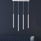 Hanglamp gepoedercoat staal minimalistisch Selter 4 wit, 4 lichtpunten G9, 60 x 120 cm, woonkamer en eetkamer