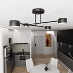 Plafondlamp gepoedercoat staal Halo 4 Scandinavisch zwart, met 4 lichtpunten – 60 x 20 cm