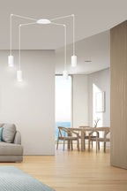 Hanglamp gepoedercoat staal Traker 4 lichts, wit, modern, met 4 GU10-fittingen en verstelbare hoogte