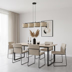 Hanglamp 4 lichts gepoedercoat staal en rotan, minimalistisch Eco, zwart, 96 cm breed, voor kookeiland en eettafel