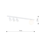 Plafondlamp gepoedercoat staal en glas Baster modern wit 70 cm, 4 lichtpunten voor woonkamer, hal en keuken