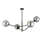 Plafondlamp gepoedercoat staal en glas Hunter, zwart met grafiet glazen kappen, 4 lichts, 89 x 63 cm