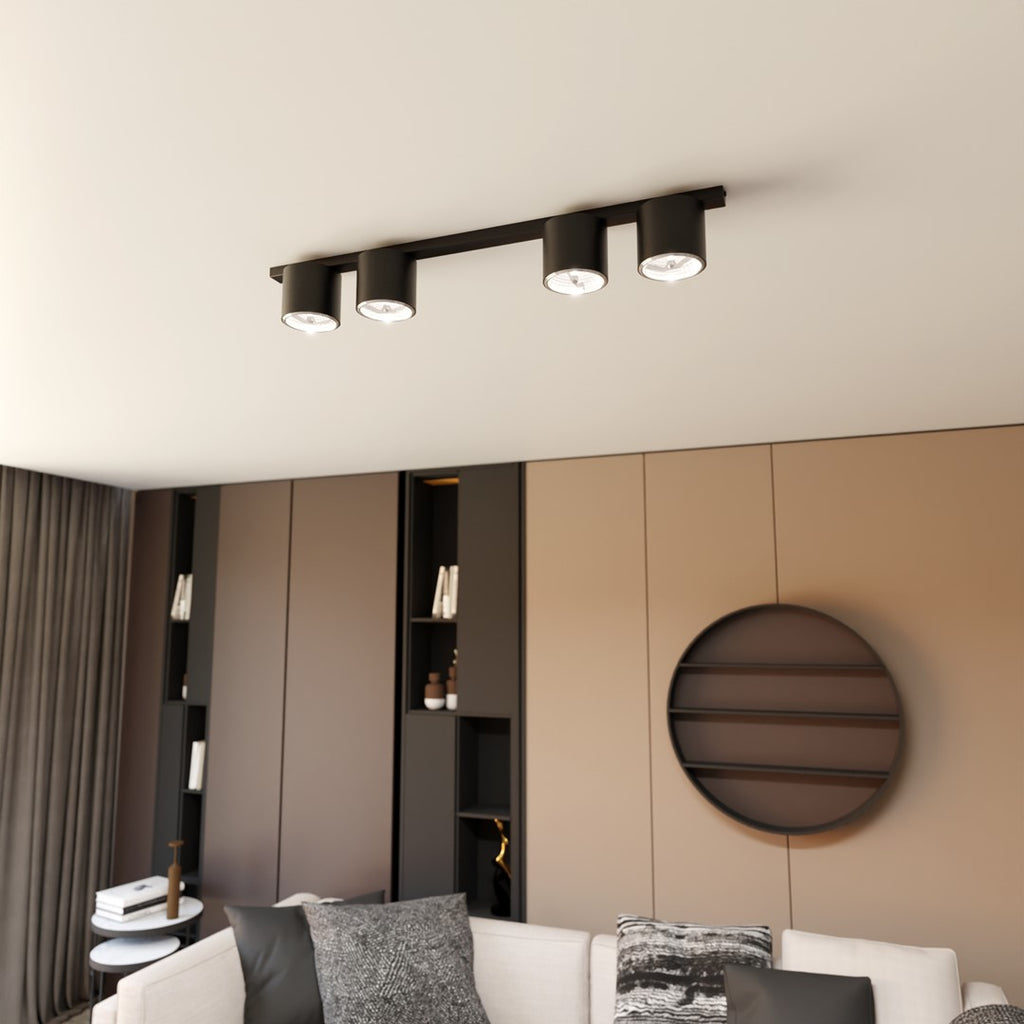 Plafondlamp gepoedercoat staal minimalistisch Nano zwart, 4 lichtpunten – 90 cm