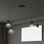 Hanglamp staal modern Traker zwart, 4 lichts, verstelbare hoogte, met 4 fittingen