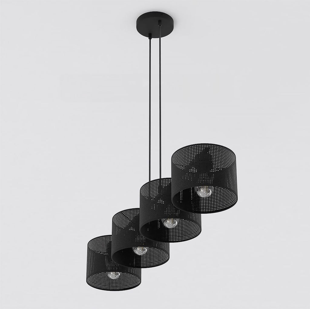 Hanglamp gepoedercoat staal modern Lux zwart 96 x 20 cm, 4 fittingen, voor eettafel of keuken