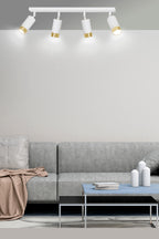 Plafondlamp spots gepoedercoat staal Hiro, wit en goud, 4 lichtpunten, 60 cm breed