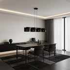 Hanglamp staal met stoffen kap Karbon, minimalistisch, zwart, 4 lichtpunten, 96 cm breed, eettafel en keukeneiland