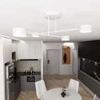 Plafondlamp staal Scandinavisch Halo 4 wit, 4 spots voor led, 60 x 20 cm, voor woonkamer