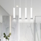 Hanglamp gepoedercoat staal modern Kibo wit met chroom, 4 lichtpunten, 60 cm breed