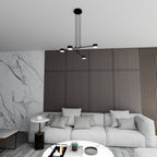 Hanglamp gepoedercoat staal Scandinavisch zwart, 4 lichtpunten, breedte 70 cm, voor eettafel of woonkamer