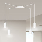 Hanglamp gepoedercoat staal Traker 4 lichts, wit, modern, met 4 GU10-fittingen en verstelbare hoogte