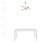Plafondlamp Lotus gepoedercoat staal met stoffen kappen, zwart, wit en goud, 4 lichts, 102 x 51 cm, woonkamer